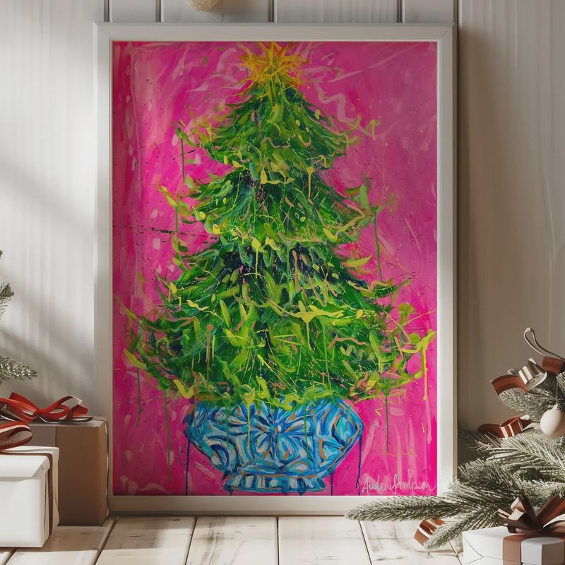 Splatter Christmas Tree Reproduction Print | 5 x  7