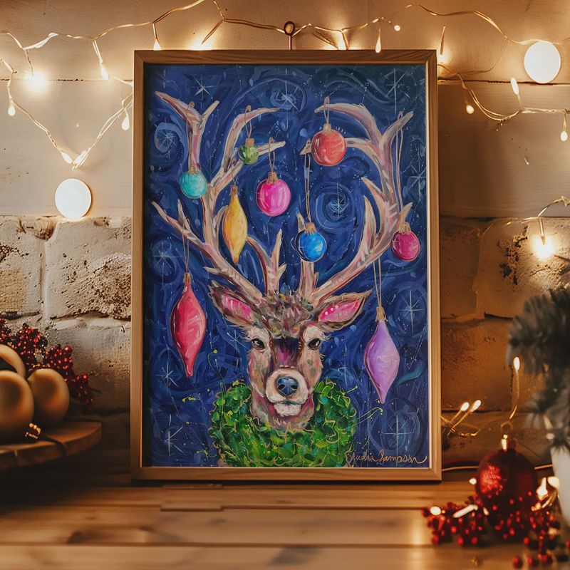 Reindeer Christmas Reproduction Print | 5 x 7