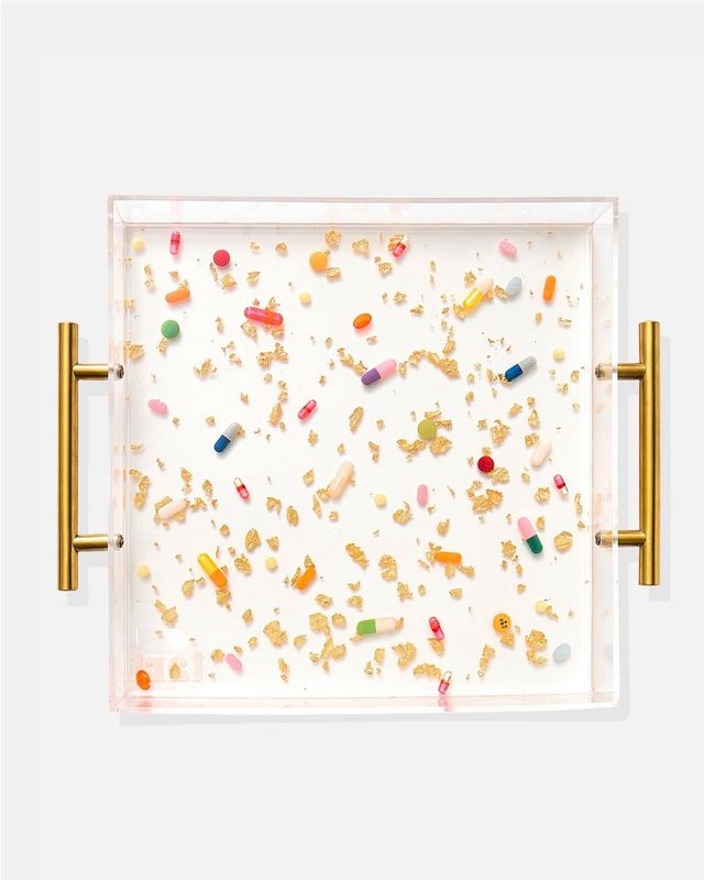 Pill + Gold Acrylic Tray With Gold Handles