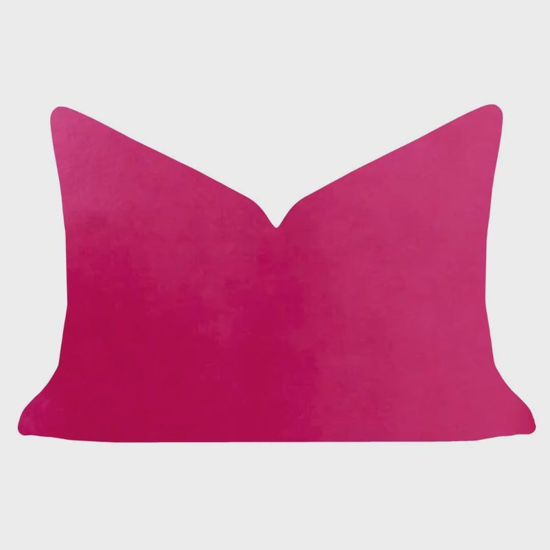 Hot Pink Solid Velvet Pillow | 14&quot; x 20&quot; Lumbar