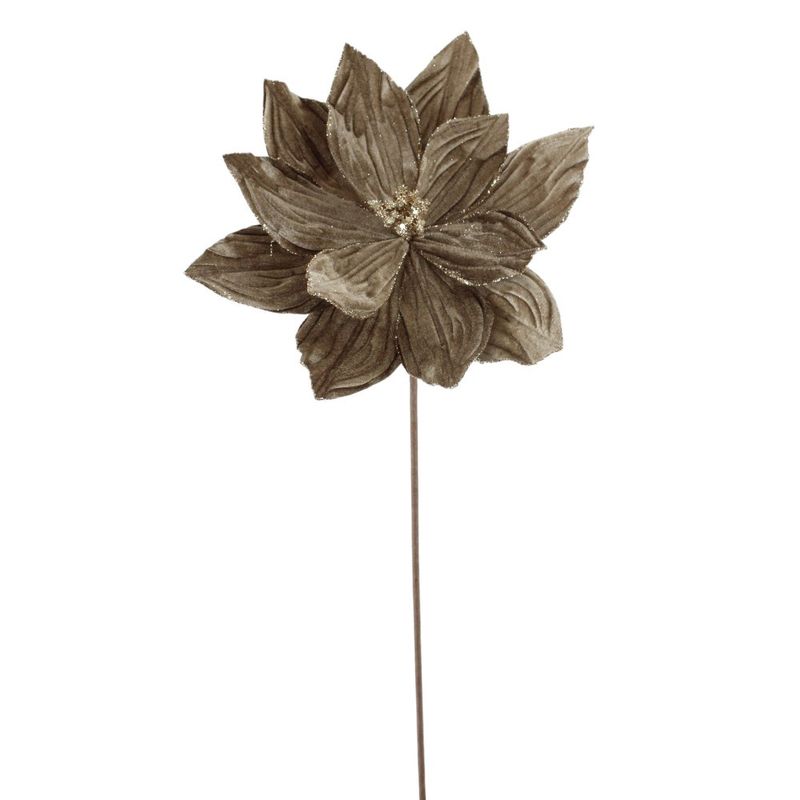 Velvet Glitter Poinsettia Stem | 22&quot;