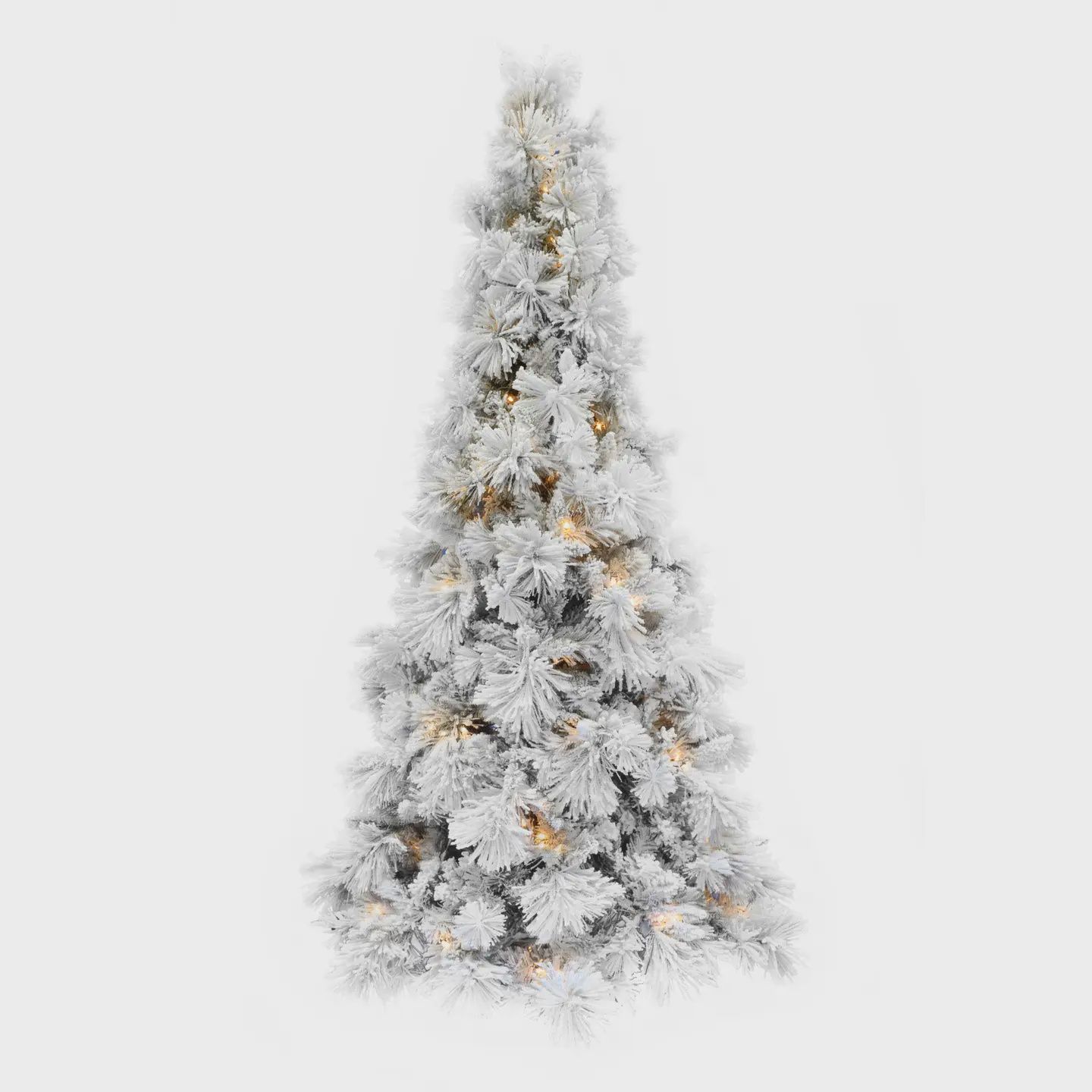Pre-lit Slim Snow Flocked Atka Christmas Tree: 7.5&#39;