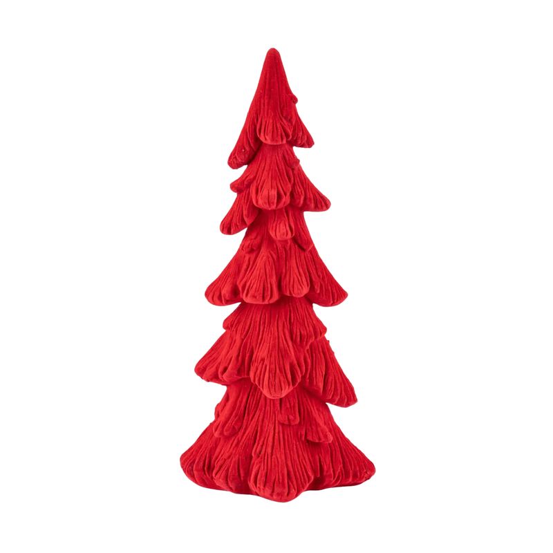 10in Red Flock Resin Tree