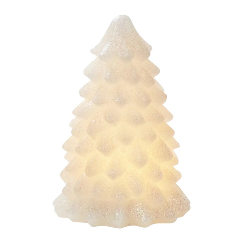 Small Snowy Pine Tree Led Candle