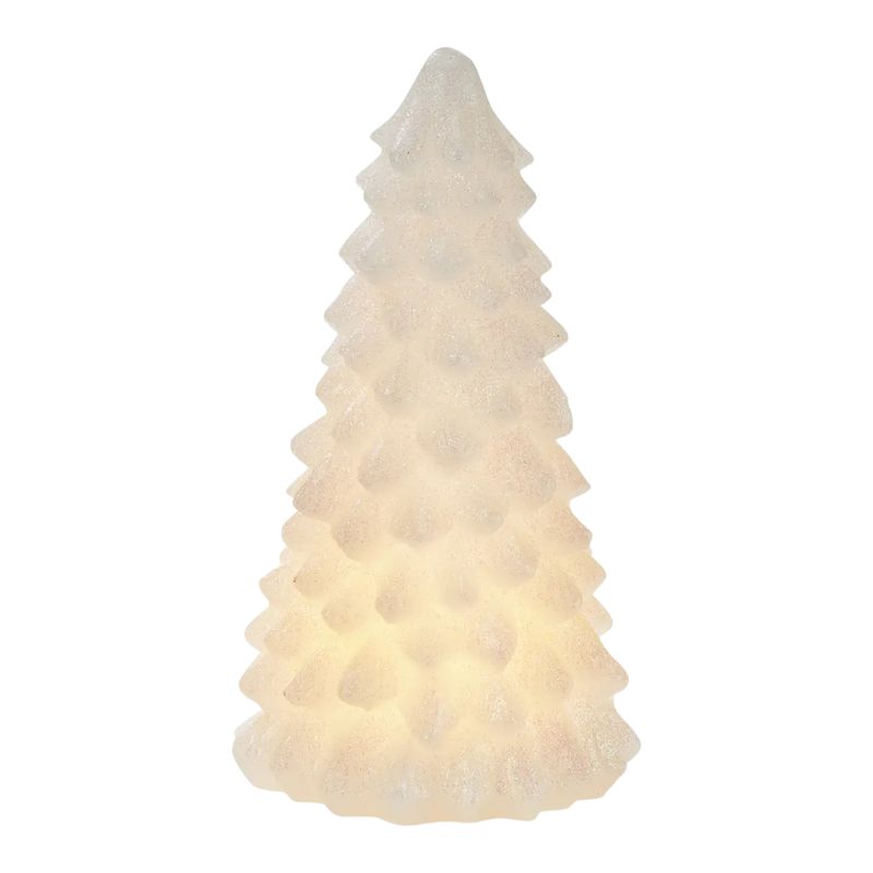 Large Snowy White Pine Tree Led Candle