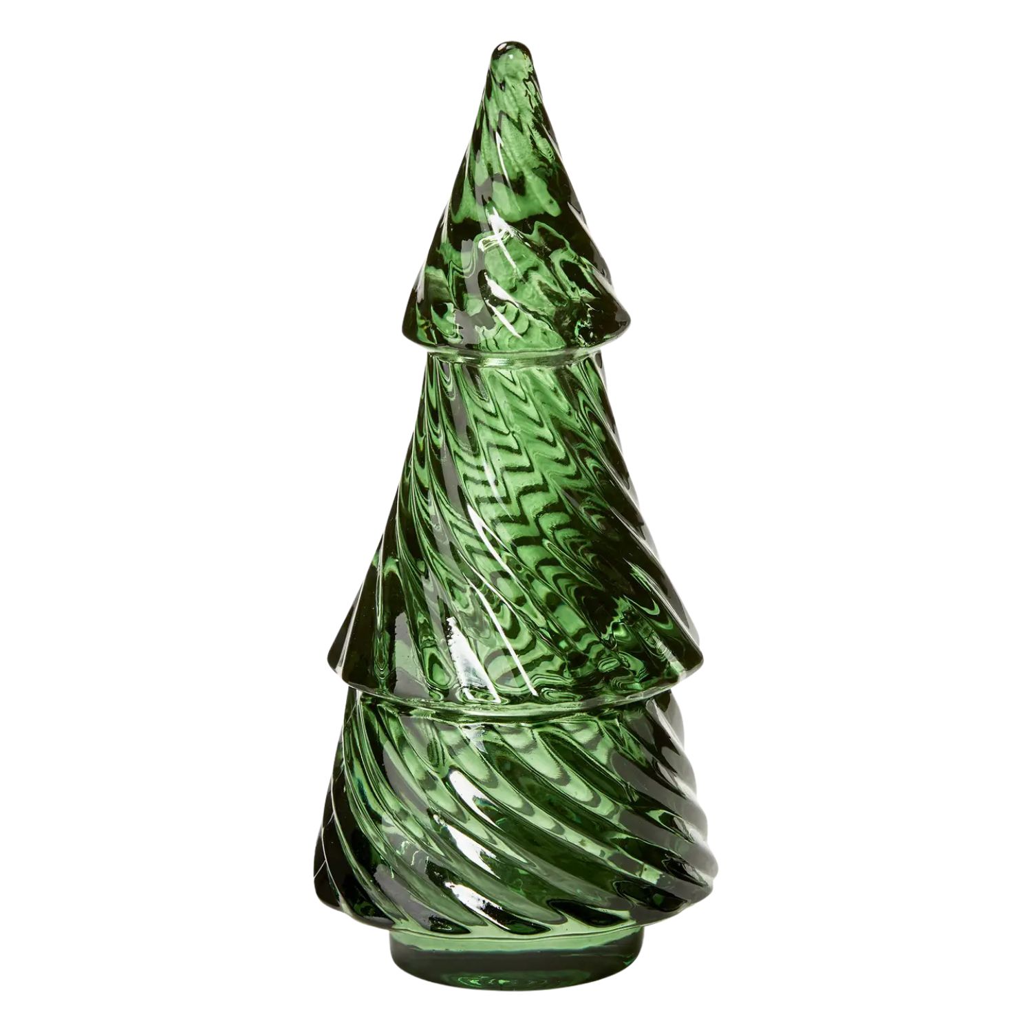 Glass Twist Tree Tealight Holder Green