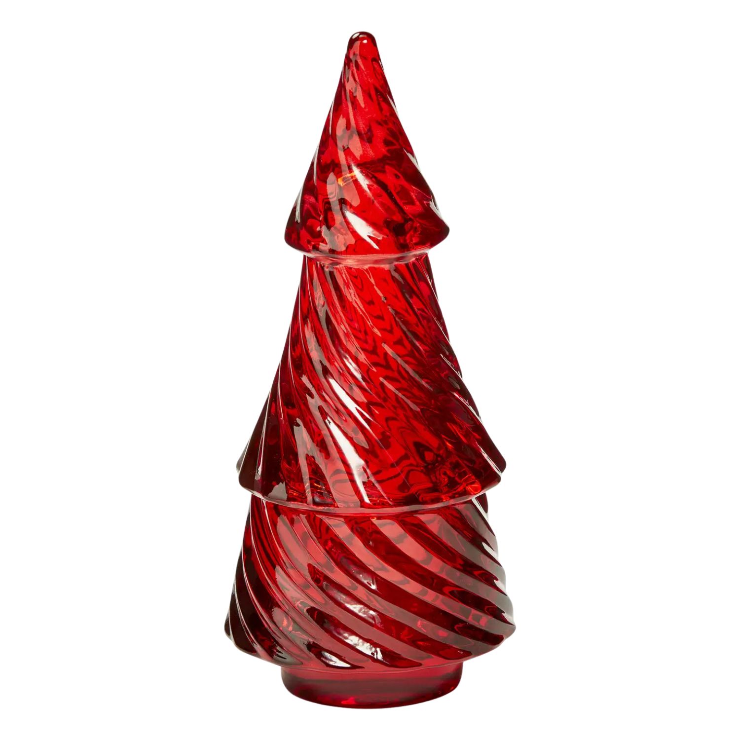 Glass Twist Tree Tealight Holder Red