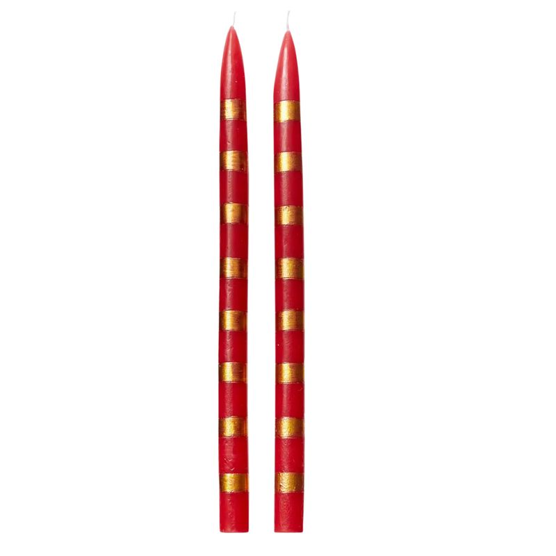 Christmas Red &amp; Gold Stripes Taper
