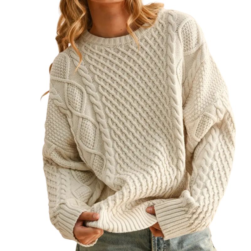 Round Neck Cable Knitted Top