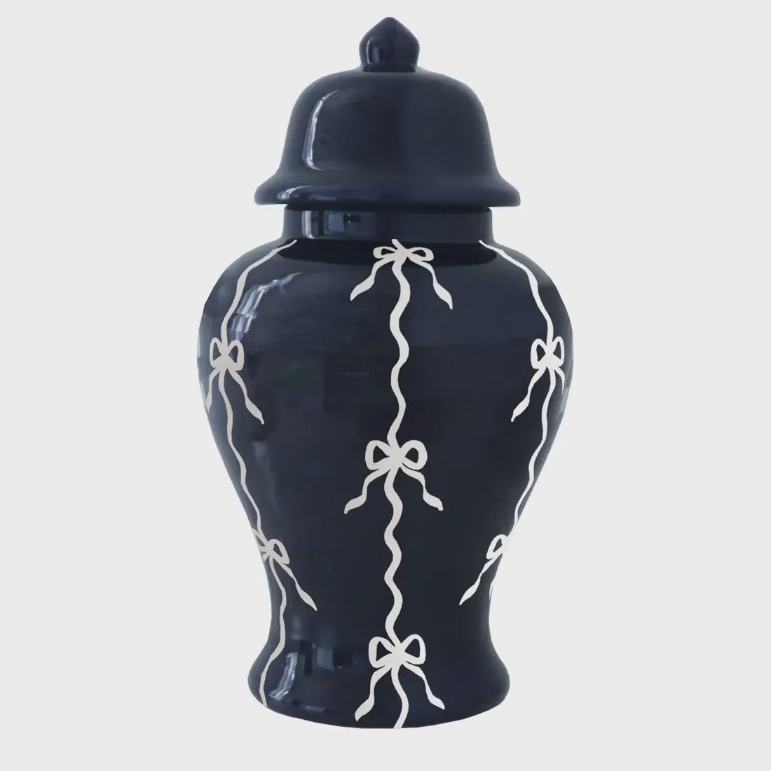 Bow Stripe Ginger Jars in Navy Blue