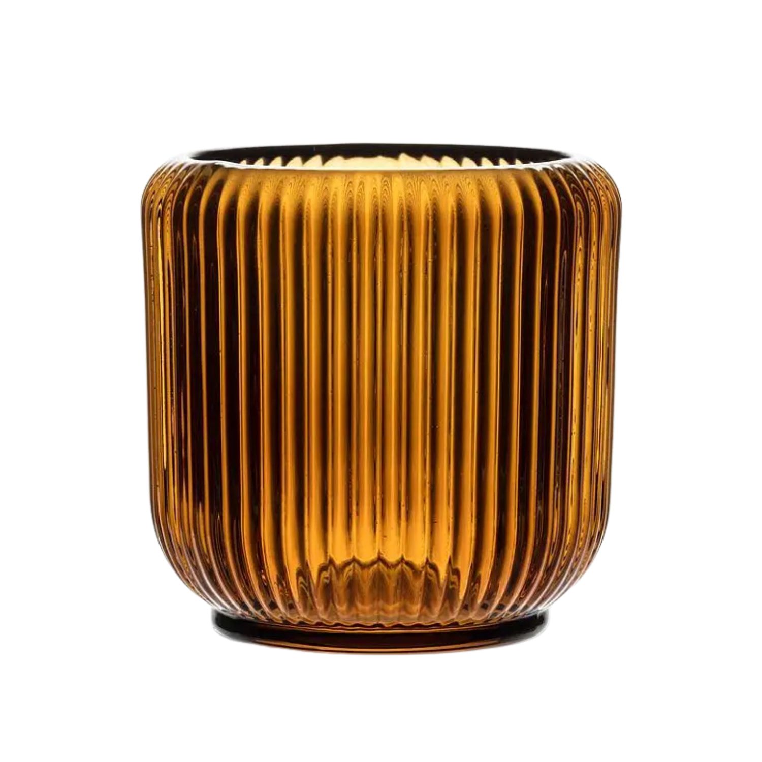 Large Ribbed Votive-Amber