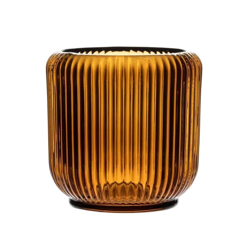Large Ribbed Votive-Amber