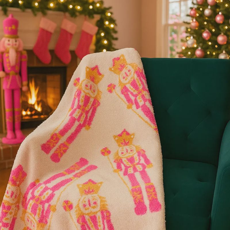 Pink Nutcracker Luxe Throw Blanket