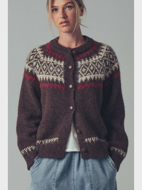 Fair Isle Nordic Toggle Knit Cardigan