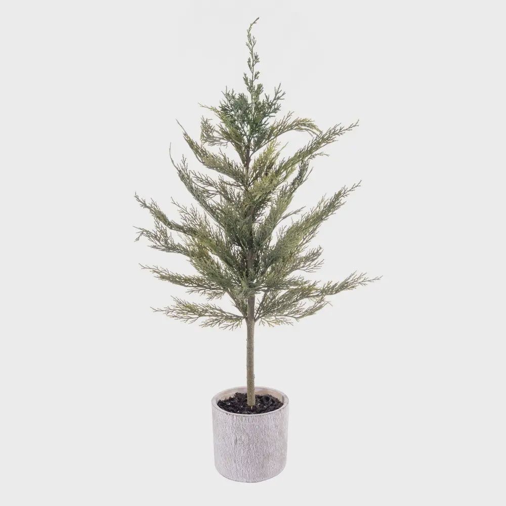 34&quot; Artificial Green Cedar Sapling Potted
