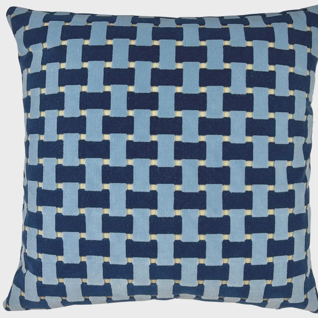 22 x 22 Gwen Admiral - Navy and Light Blue Cut Velvet Pillow