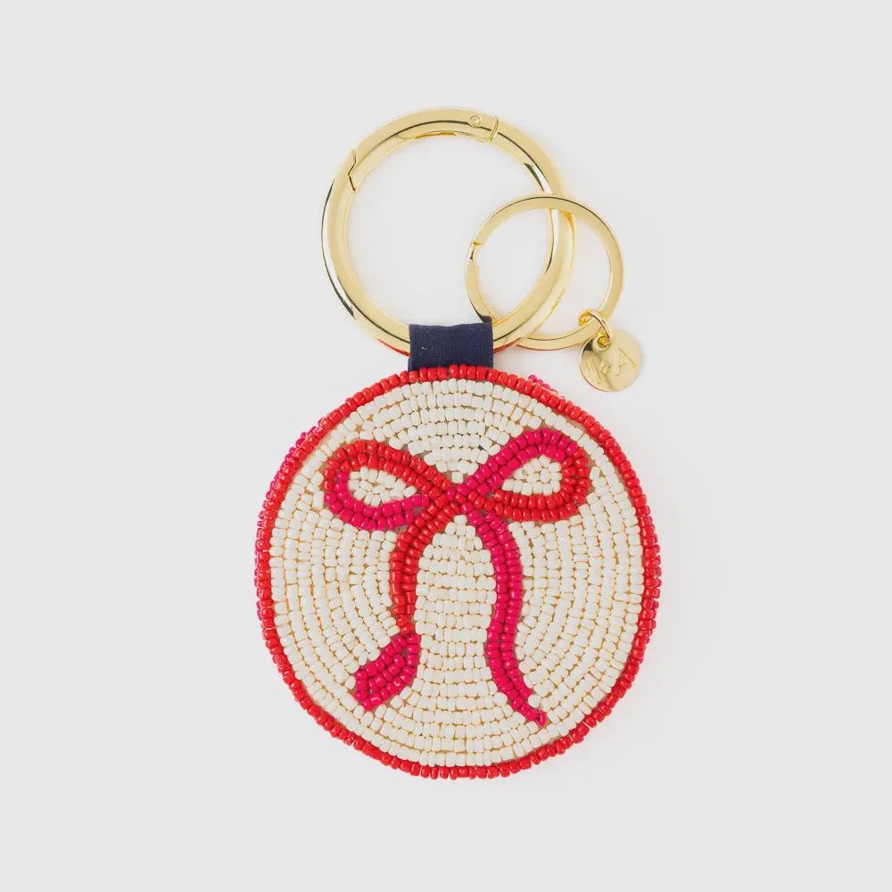 Kelsey Bow Seed Bead Bag Charm Key Ring