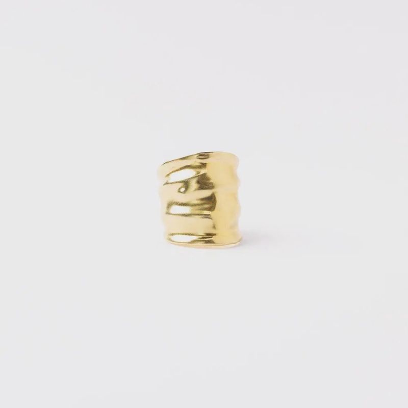 Paloma Large Wavy Ring Brass - Adjustable Size