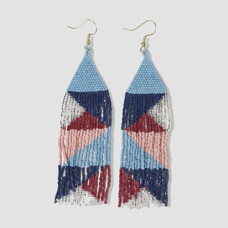 Brittany Mixed Triangles Beaded Fringe Earrings