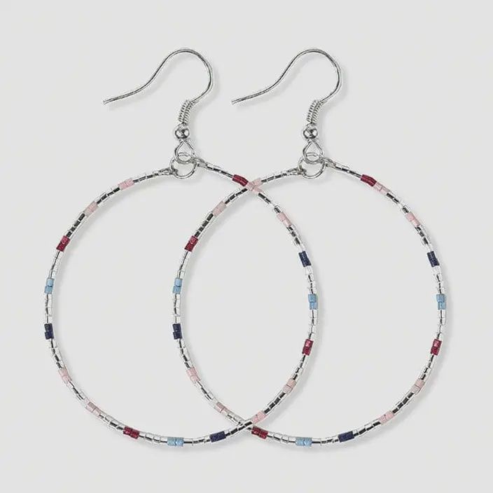 Kelly Checkered Beaded Hoop Earrings