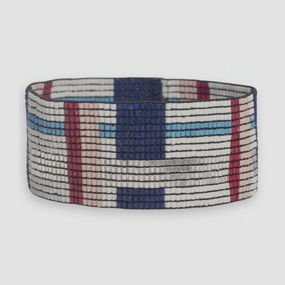 Kenzie Woven Stripes Beaded Stretch Bracelet