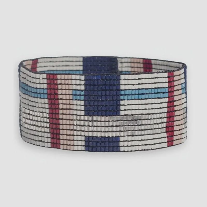 Kenzie Woven Stripes Beaded Stretch Bracelet