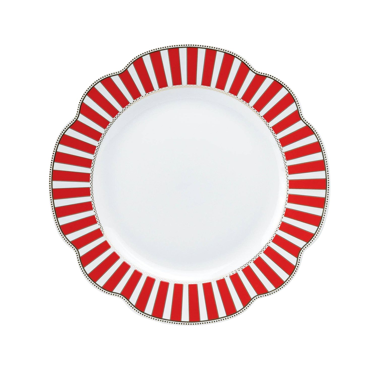 Fine Porcelain Dinner Plate | Josephine Red Stripes