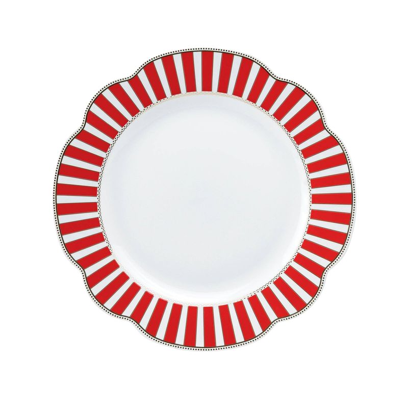 Fine Porcelain Dinner Plate | Josephine Red Stripes