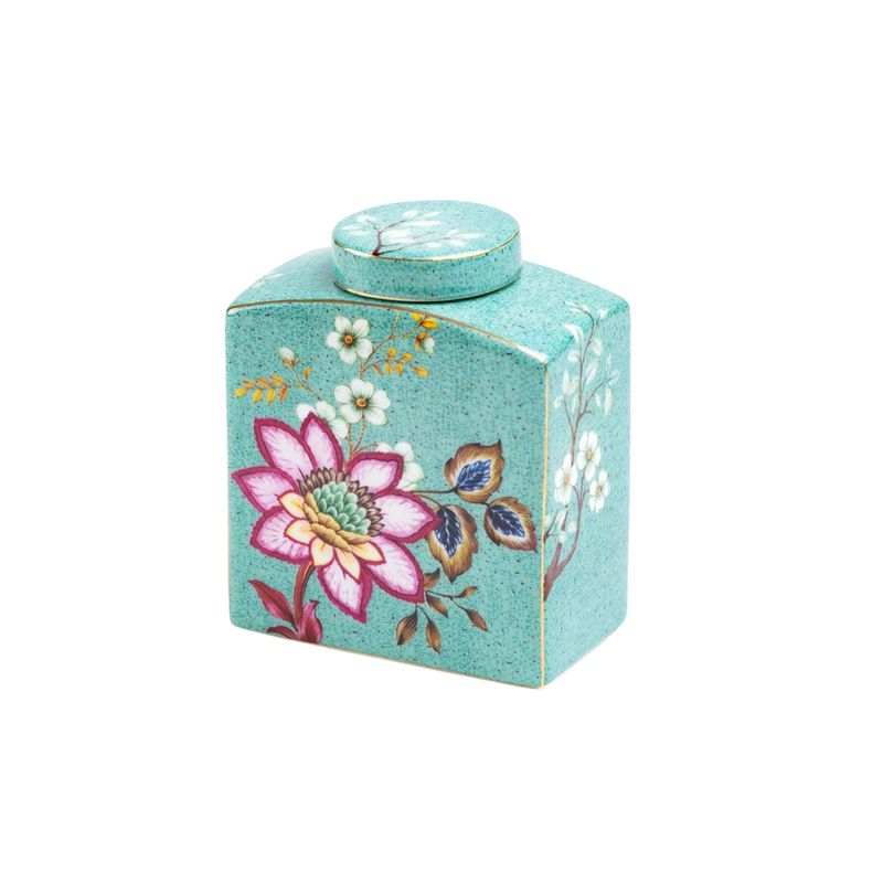 Peacock Lotus Garden – Green 4.5&quot; Fine Porcelain Jar