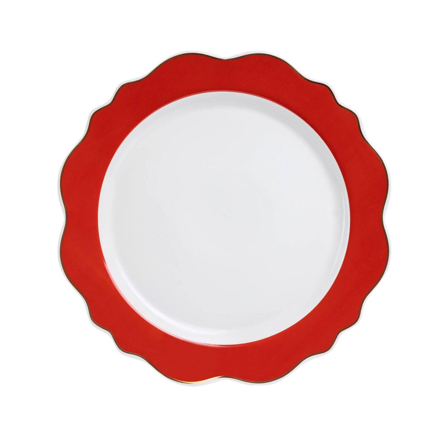11.25&quot; Fine Porcelain Dinner Plate | Red Band Scallop