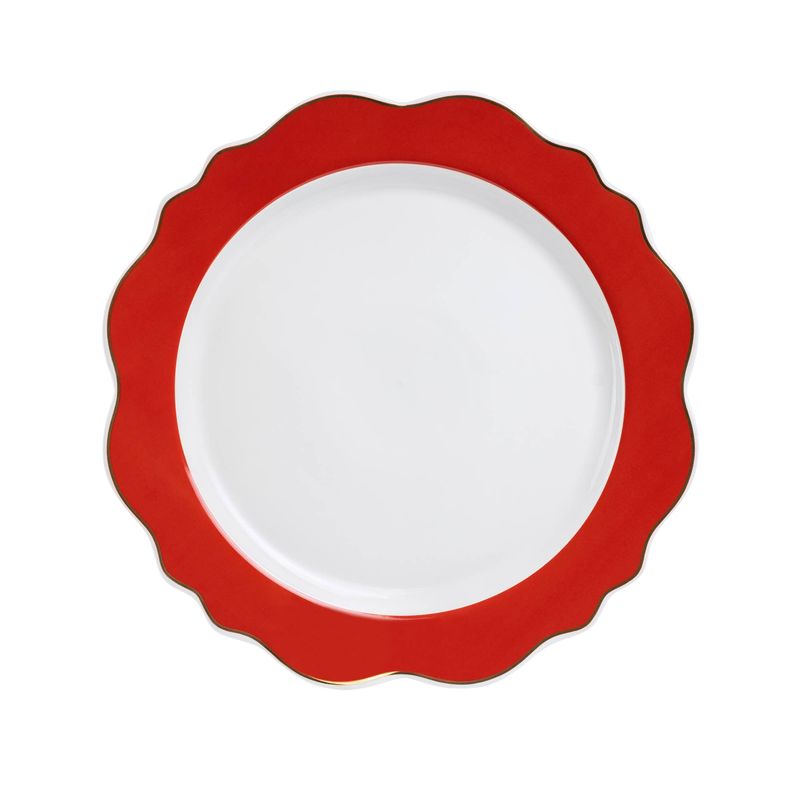 11.25&quot; Fine Porcelain Dinner Plate | Red Band Scallop