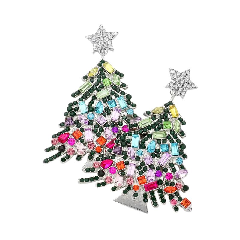 Star Christmas Tree Link Dangle Earrings