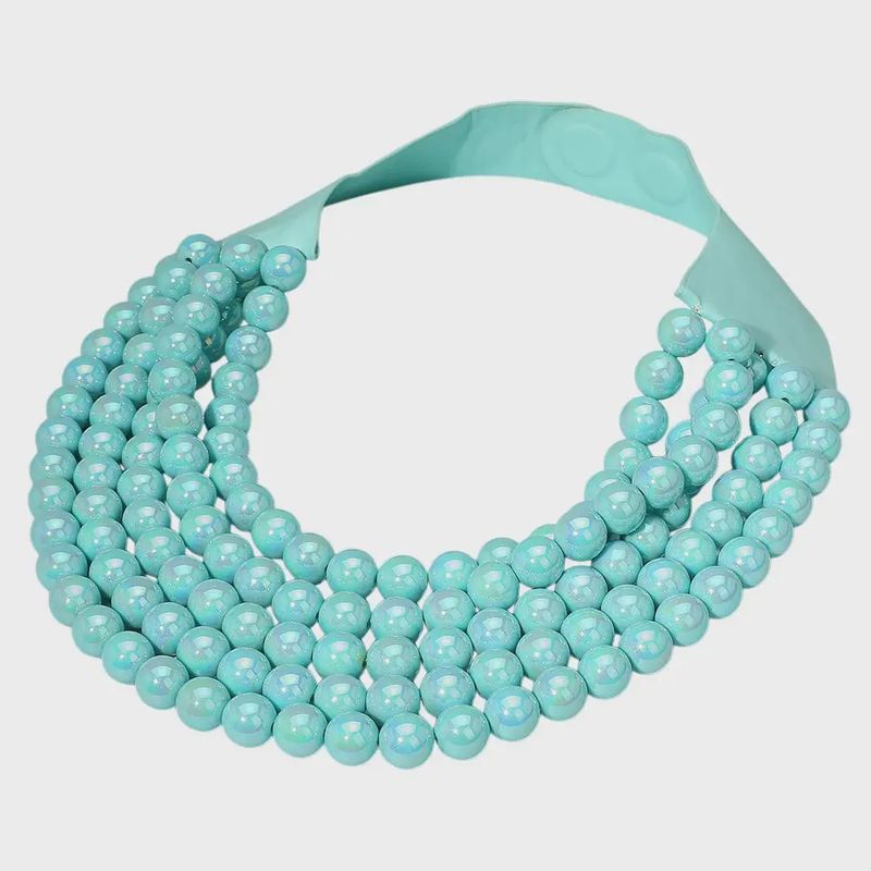 Multistrand Beaded Statement Magnetic Necklace- Turqoise