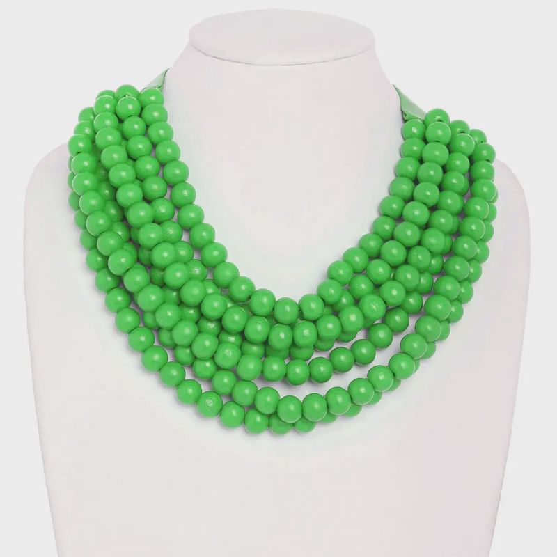 Beaded Layered Magnetic Necklace-Green