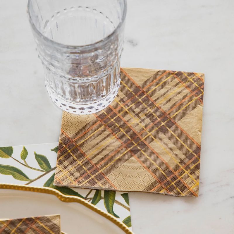 Autumn Plaid Cocktail Napkins – Pack of 20