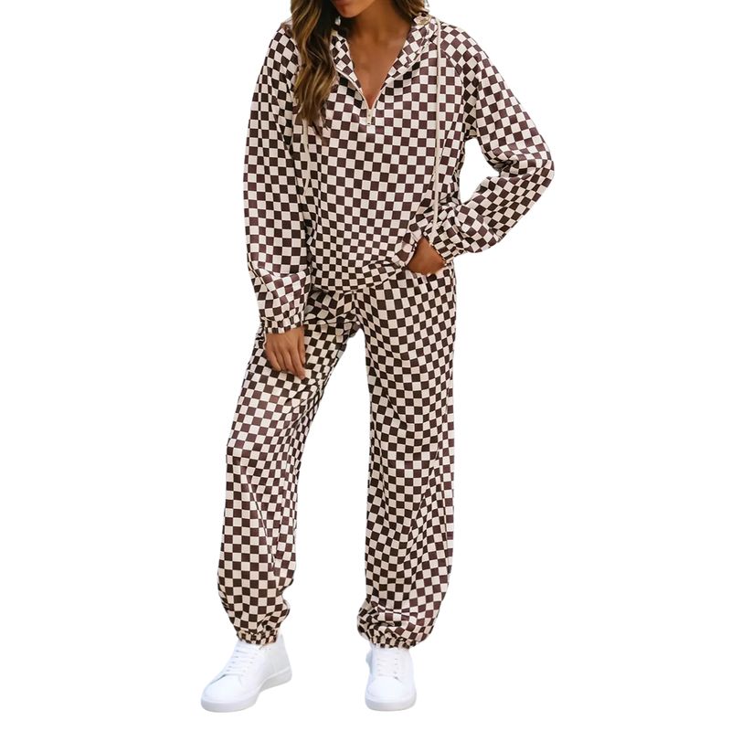Athleisure Checkered 2pcs Pants Set