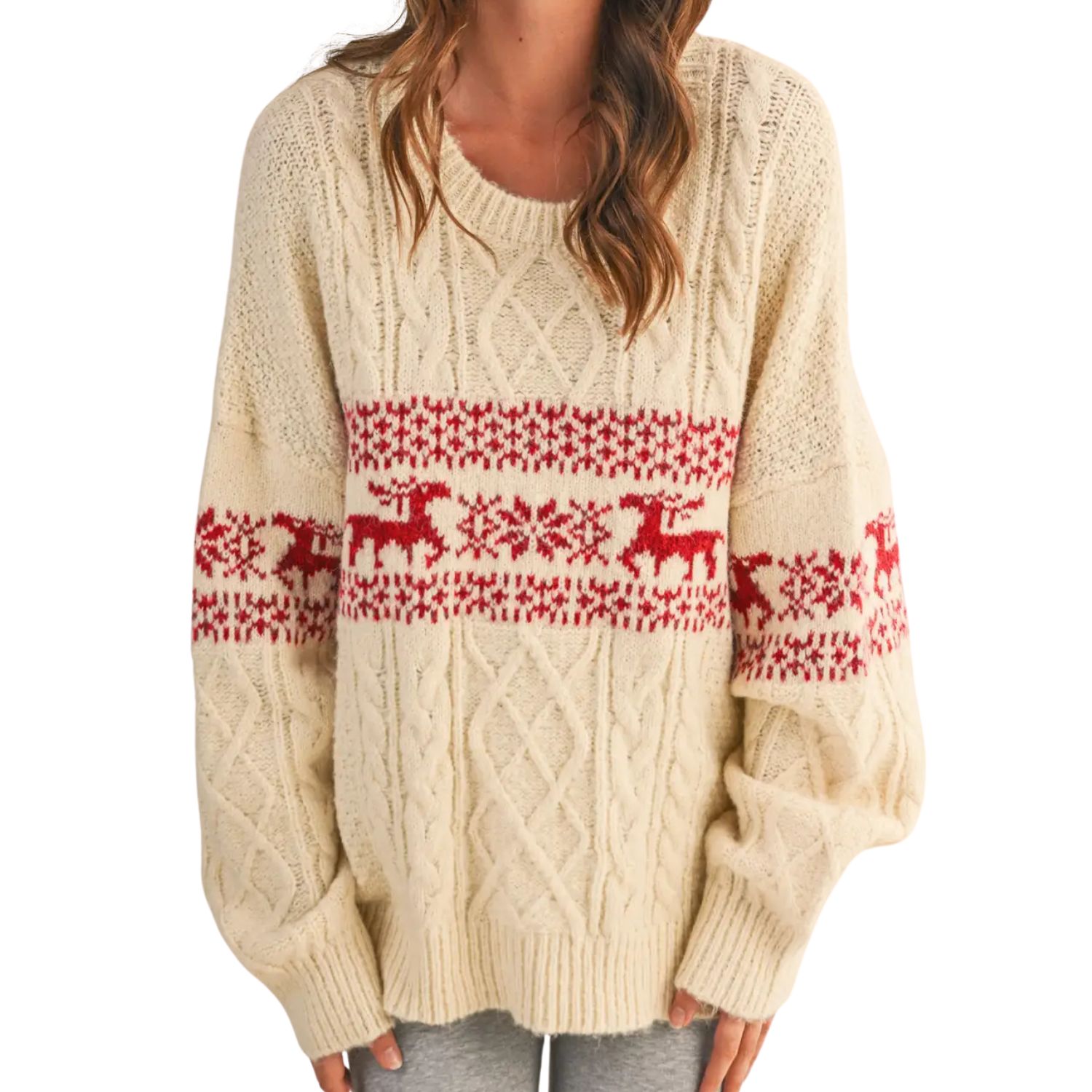 Nordic Holiday Cable Knit Sweater Top