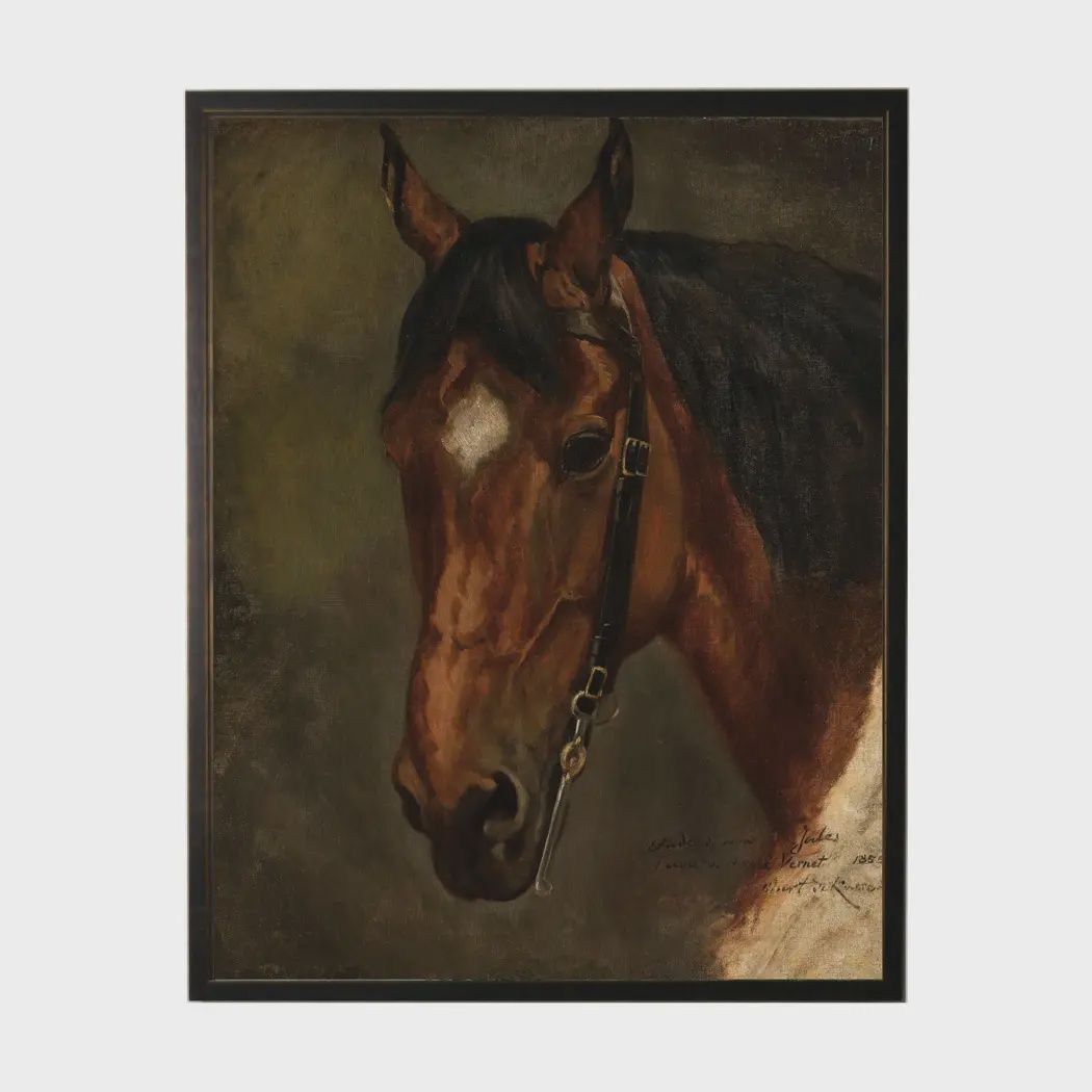 Vintage Horse Portrait Oil Painting