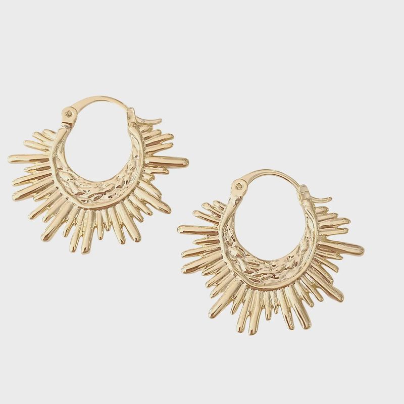 Burst Gold Hoops Earrings