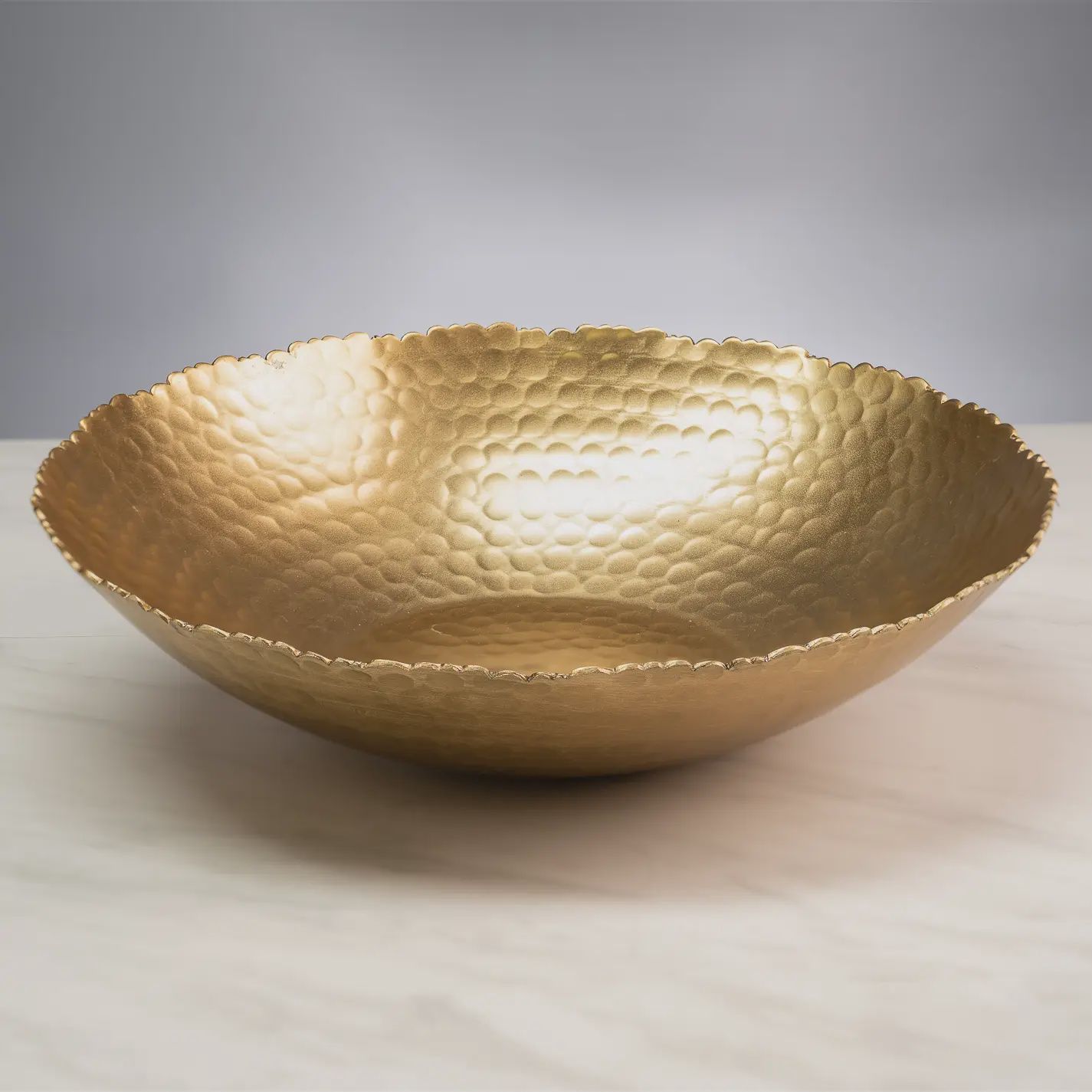 Gold Hammered Round Bowl with Torn Edges