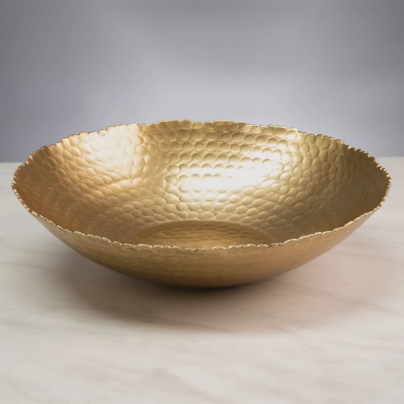 Gold Hammered Round Bowl with Torn Edges