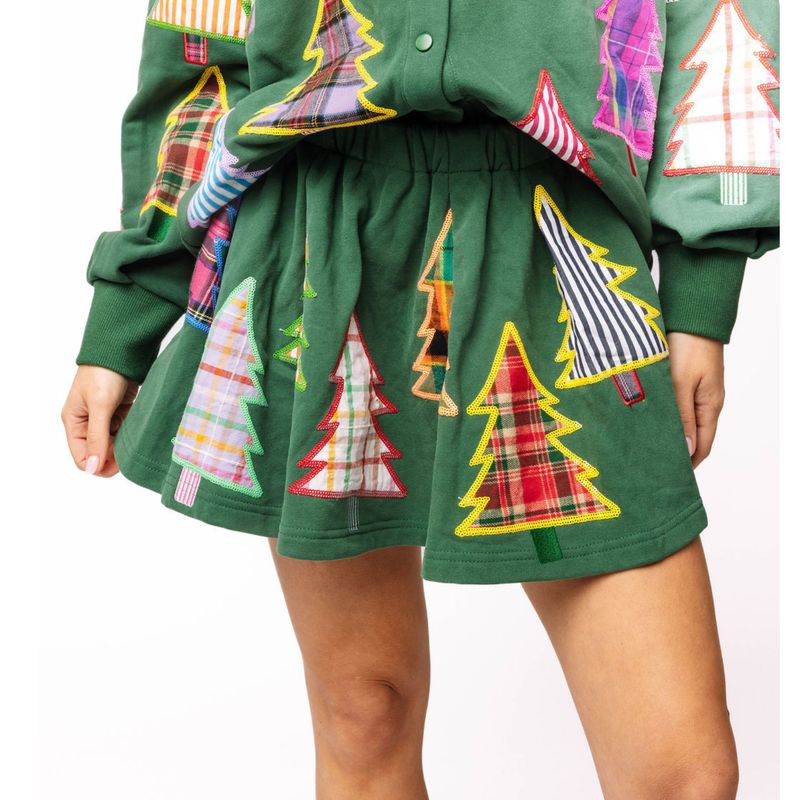Multi Plaid + Stripe Tree Pleated Skort