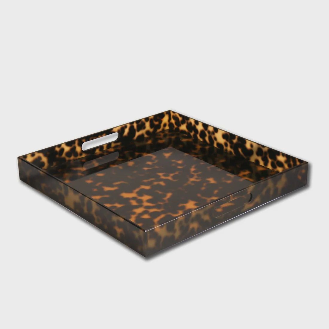 Acrylic Tortoise Large Square Tray With Handles