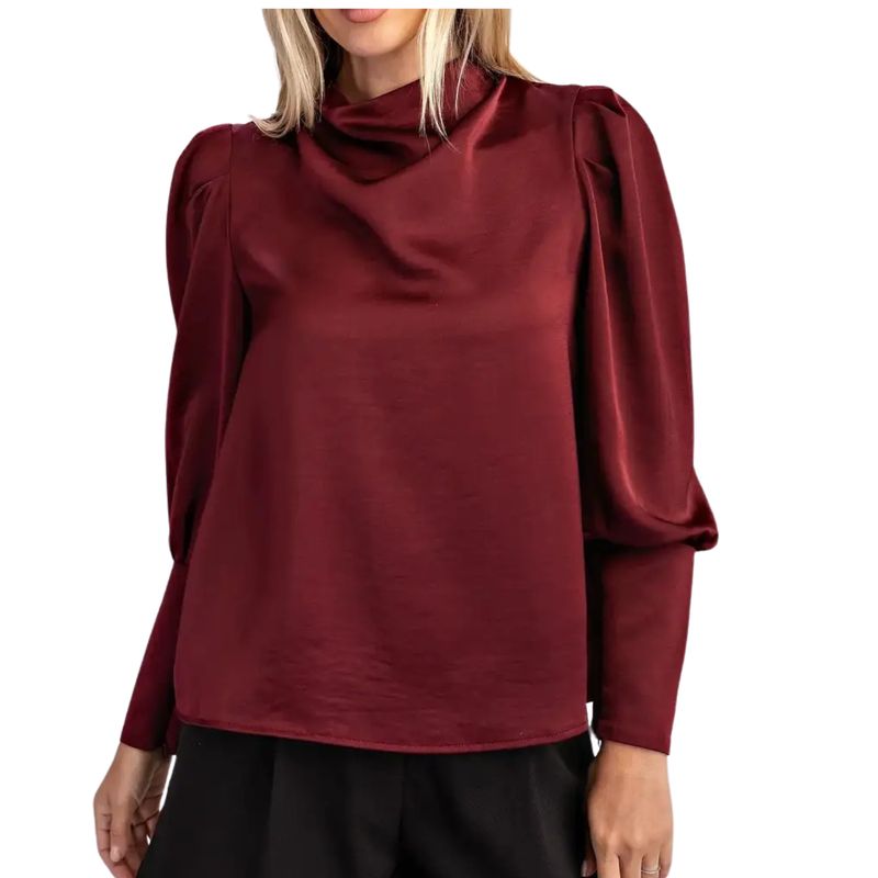 Cowl Neck Blouse- Burgundy