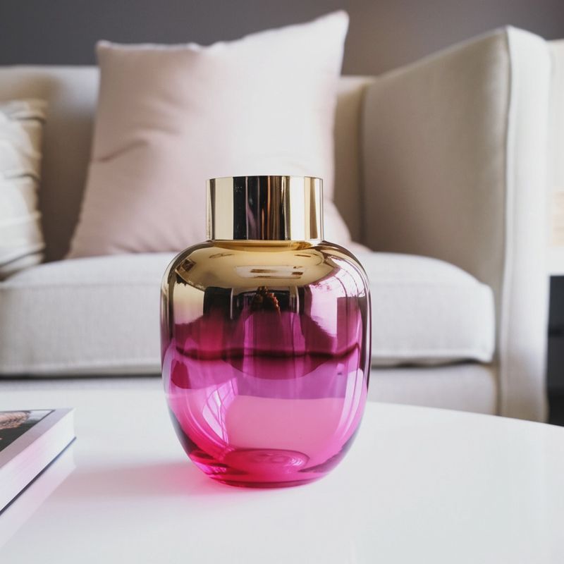 Glass Round Metallic Decorative Vase