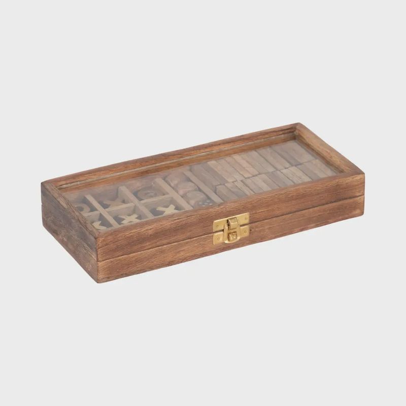 Wood Glass Decorative Table Game Box