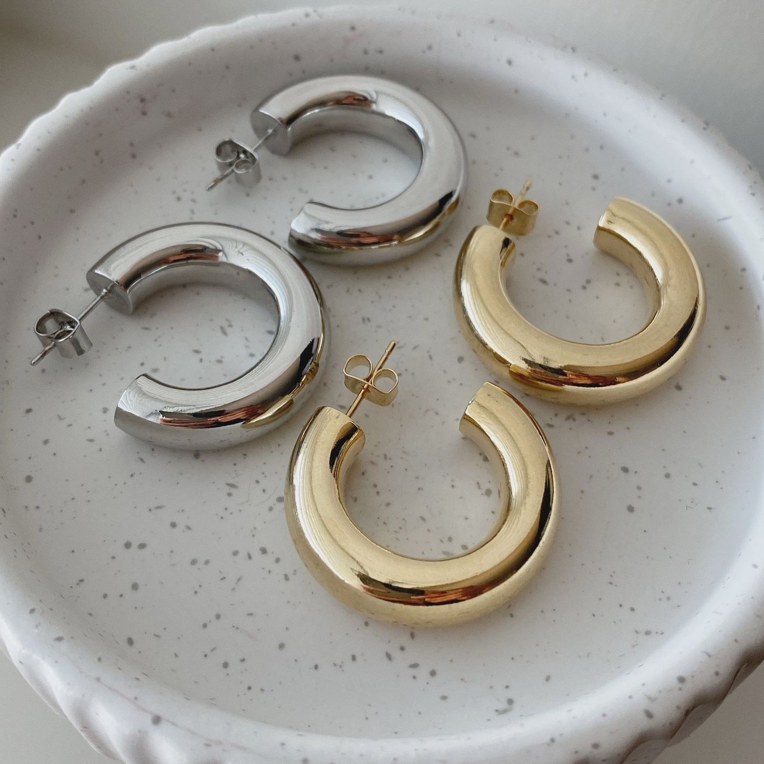 Plump Hoop Earrings- Gold or Silver