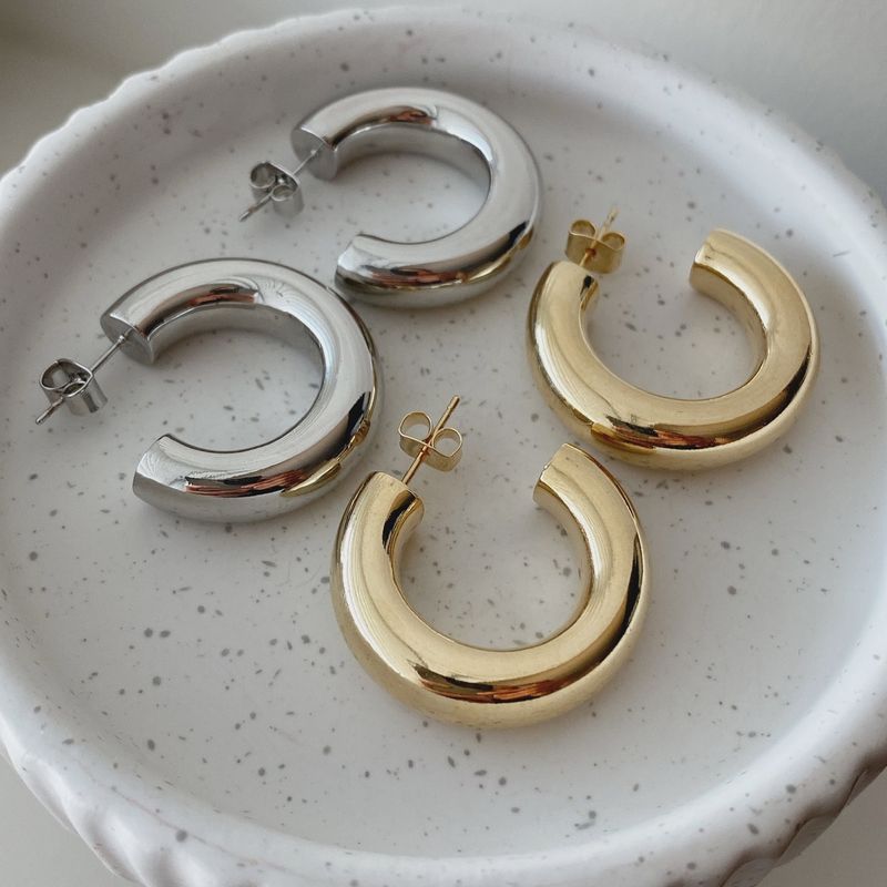 Plump Hoop Earrings- Gold or Silver