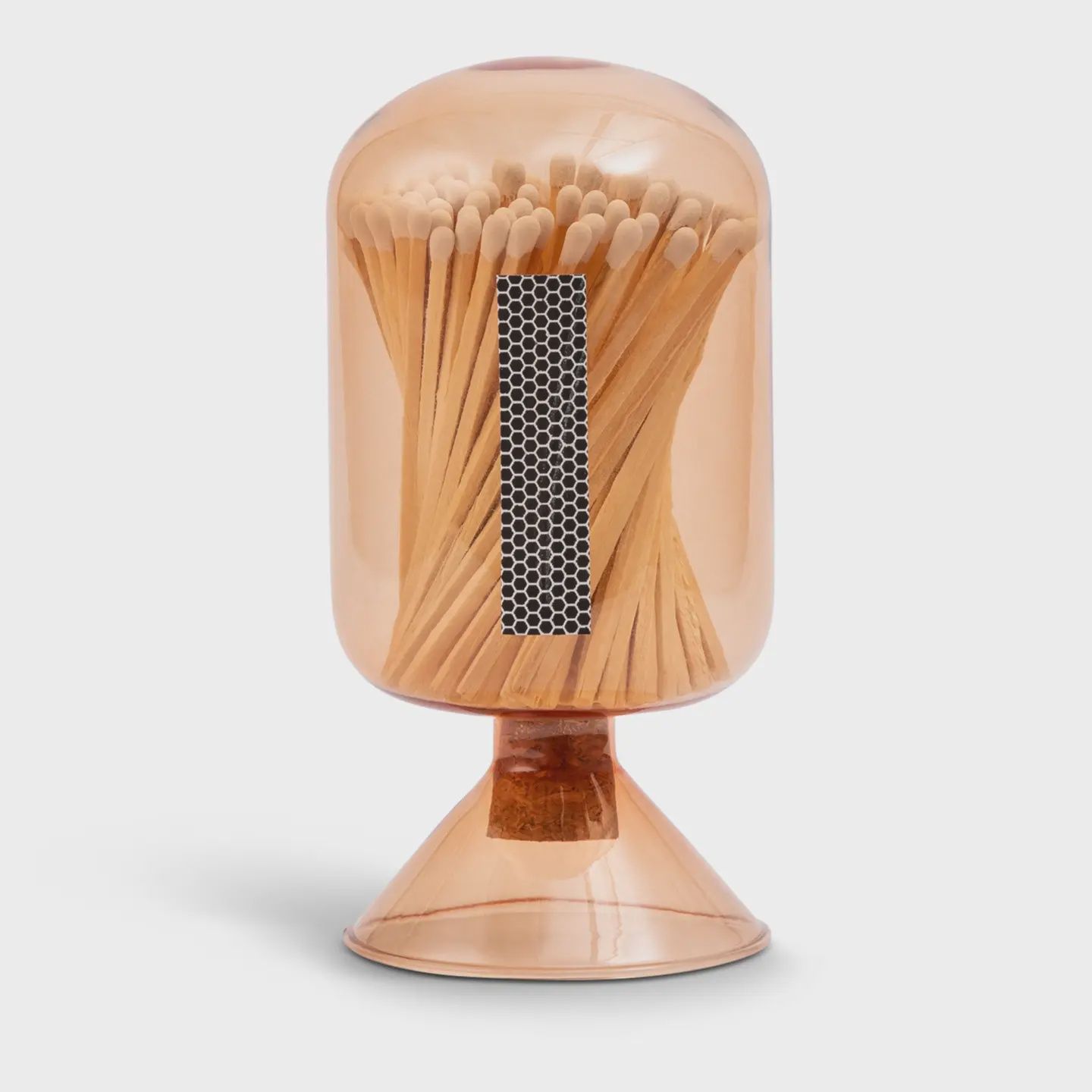 120pk Matches in Glass Bottle Cloche Small - Amber