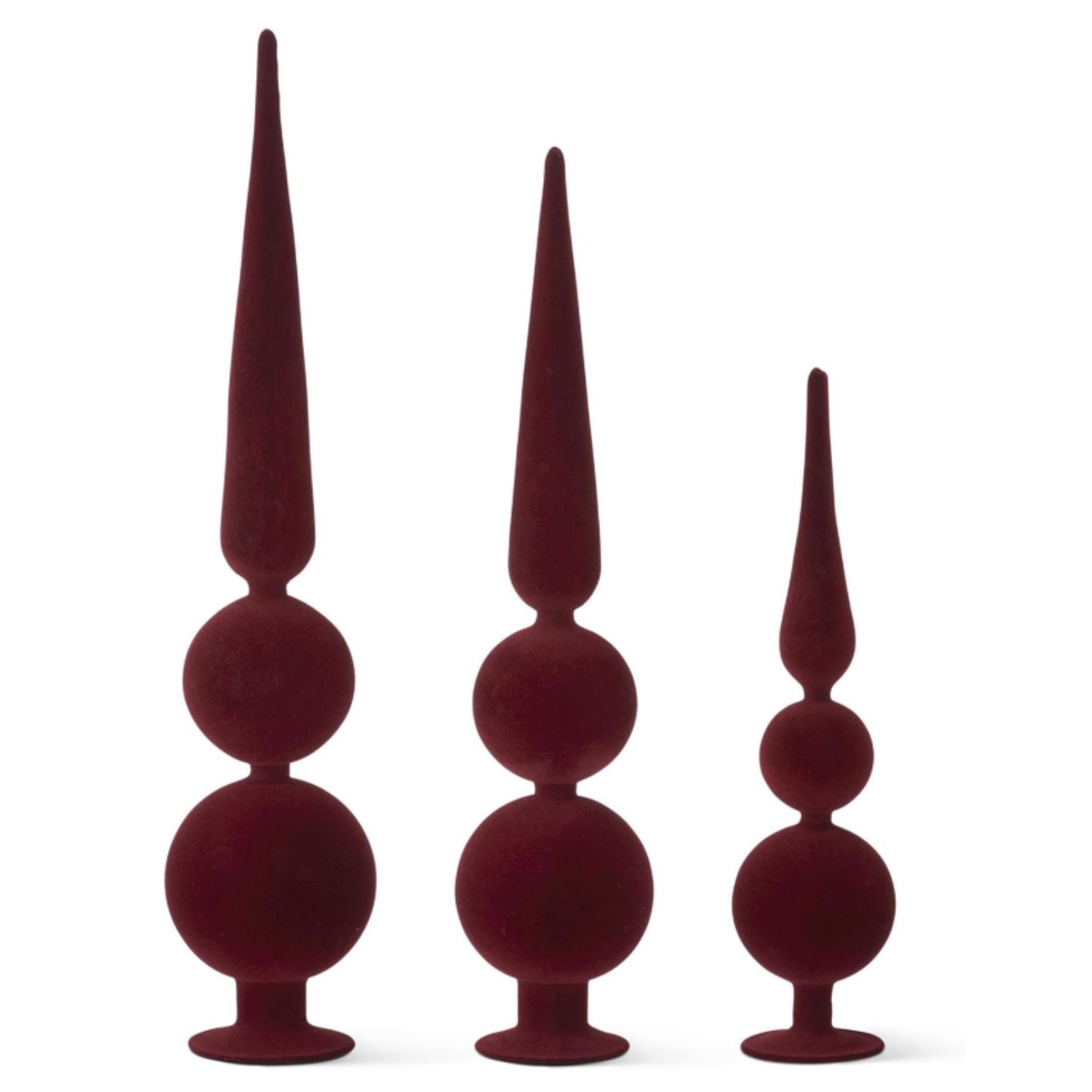 Burgundy Glass Velvet Finials- 3 Sizes